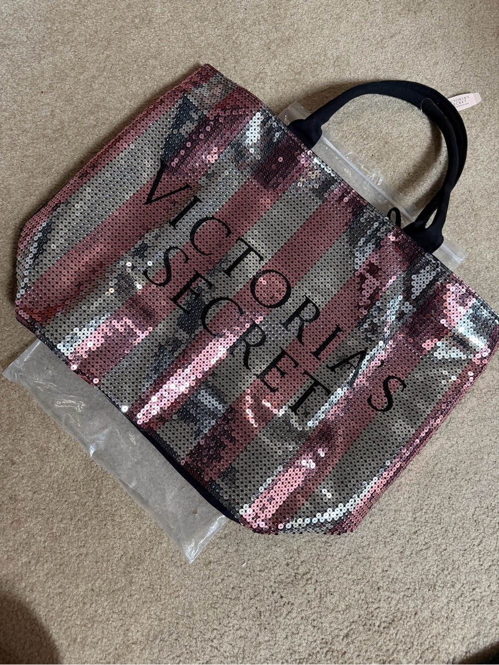 Victoria's Secret Rose Gold & Silver Sequin Tote